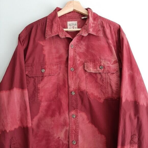 RED HEAD BRAND \ Button Down Tie Dye Shirt Red Men's Sz L - Picture 3 of 10